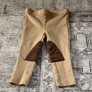 Janie and Jack Tan Baby Riding Tights with Brown Knee Patches